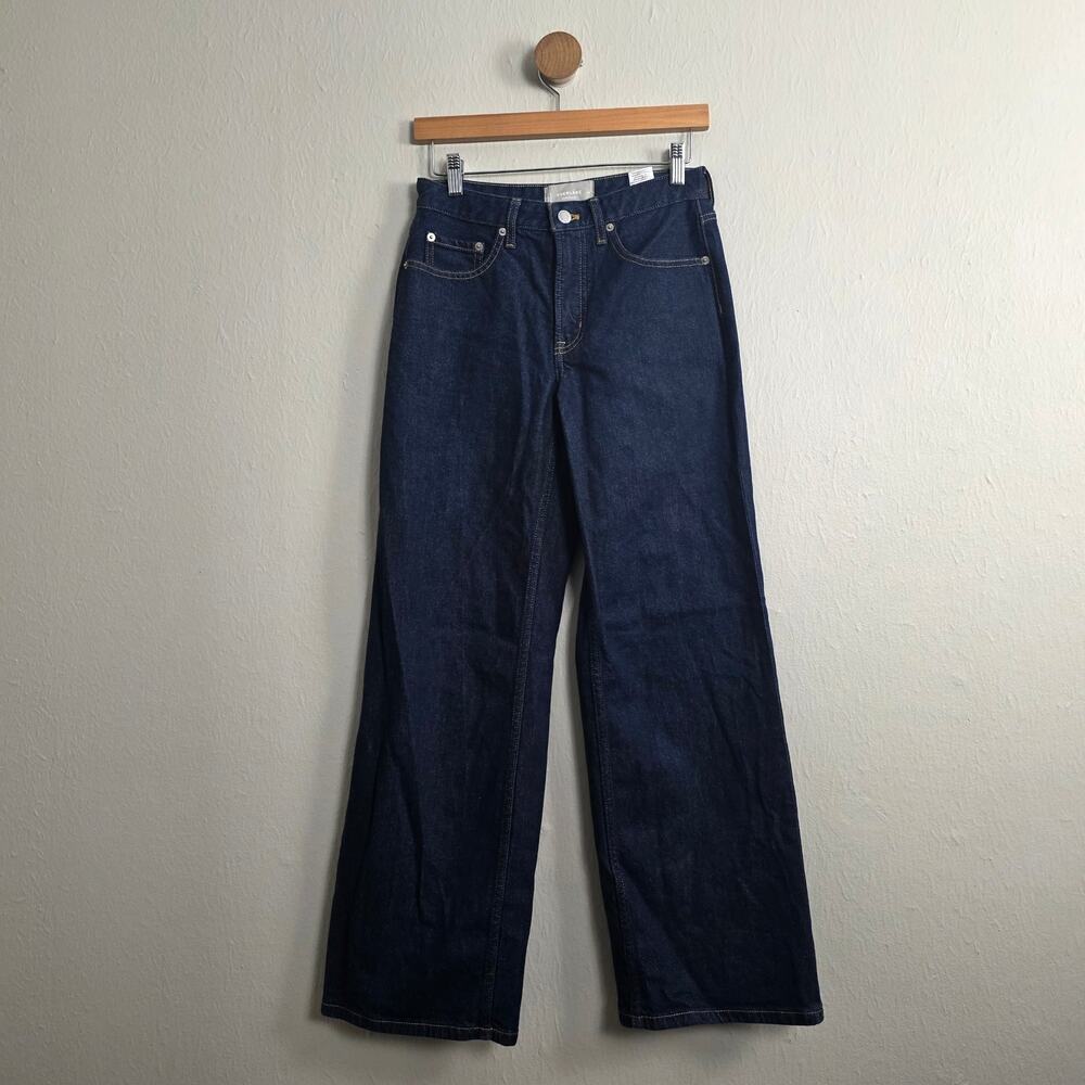 Everlane The Mid Way Jean Wide Leg Dark Wash Denim Jeans Organic Cotton Size 25
